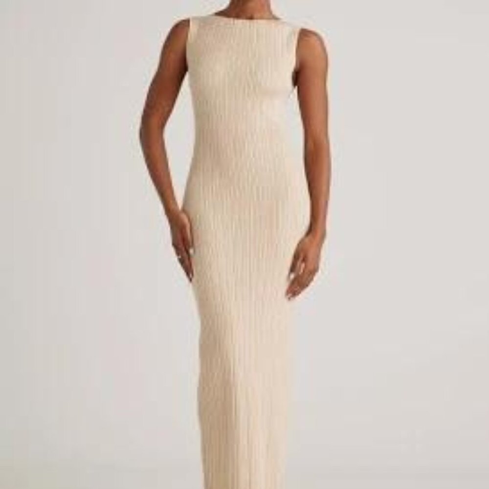 Quince Cotton Cashmere Ribbed Sleeveless Midi Dress